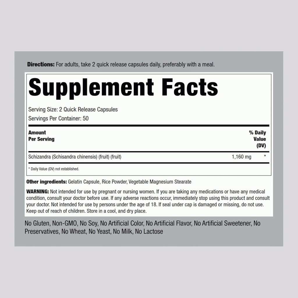Piping Rock Schizandra Berry Fruit Capsules 1160Mg | 100 Count | Non-Gmo, Gluten Free Supplement
