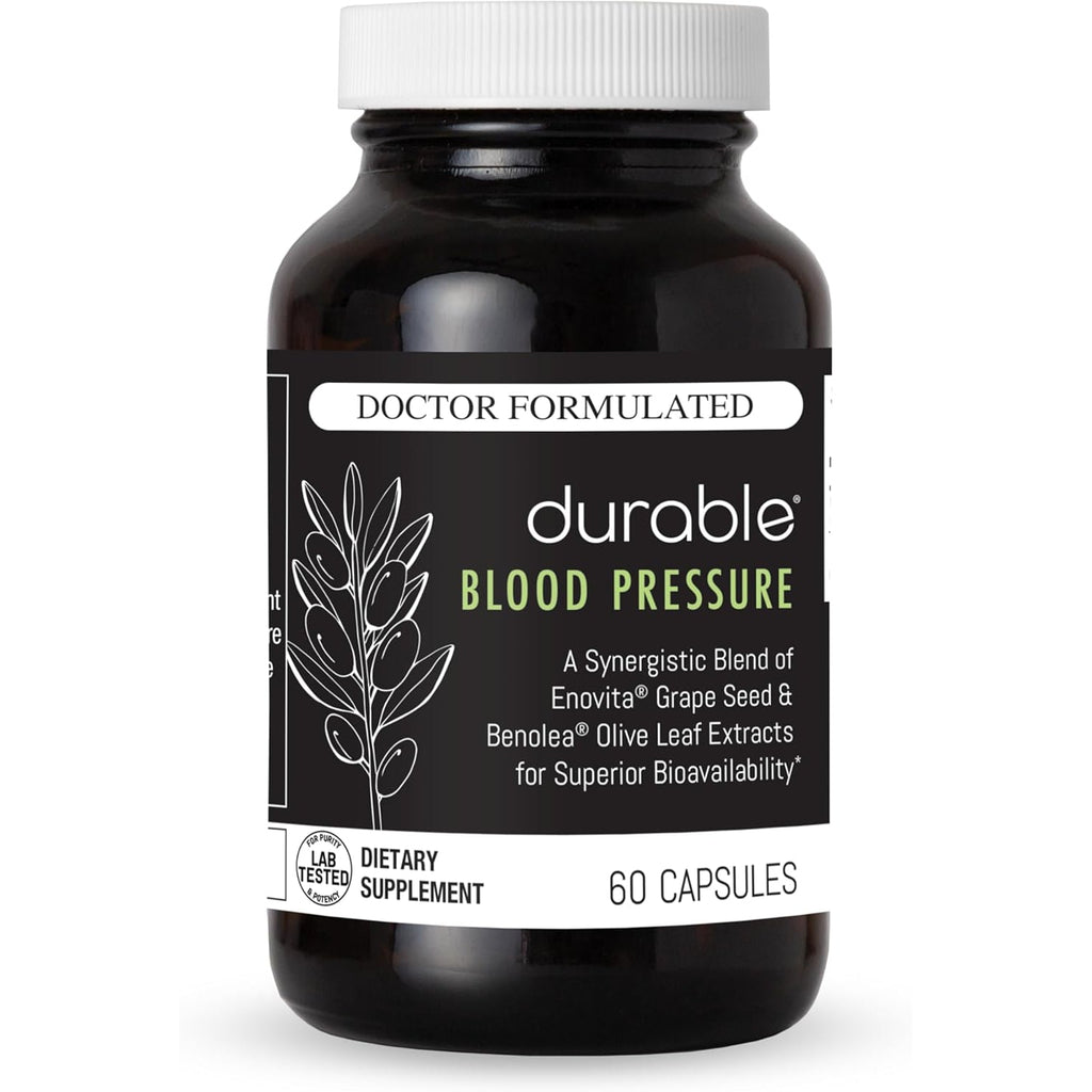 Durable Blood Pressure – Benolea Olive Leaf & Enovita Grape Seed Extract – Healthy Circulation, Nitric Oxide & Artery Support – Doctor Formulated, Vegan, Non-Gmo, Made in USA (60 Capsules)