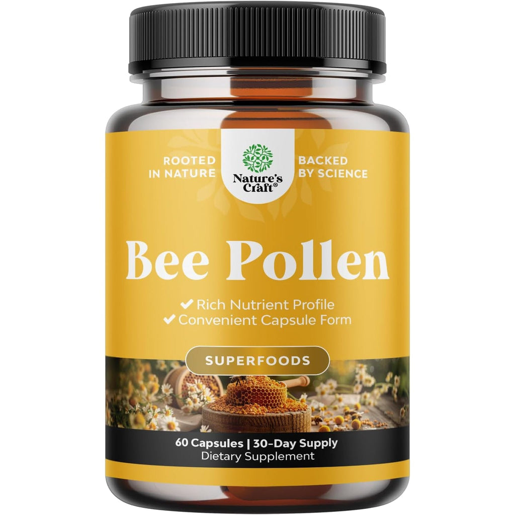 Bee Pollen Pills for Breast Growth 60 Ct - Bee Pollen Supplement 1000Mg Serving with Naturally Occurring B Vitamins Minerals & Enzymes - Breast Support Supplement - Vegetarian Non-Gmo & Gluten Free