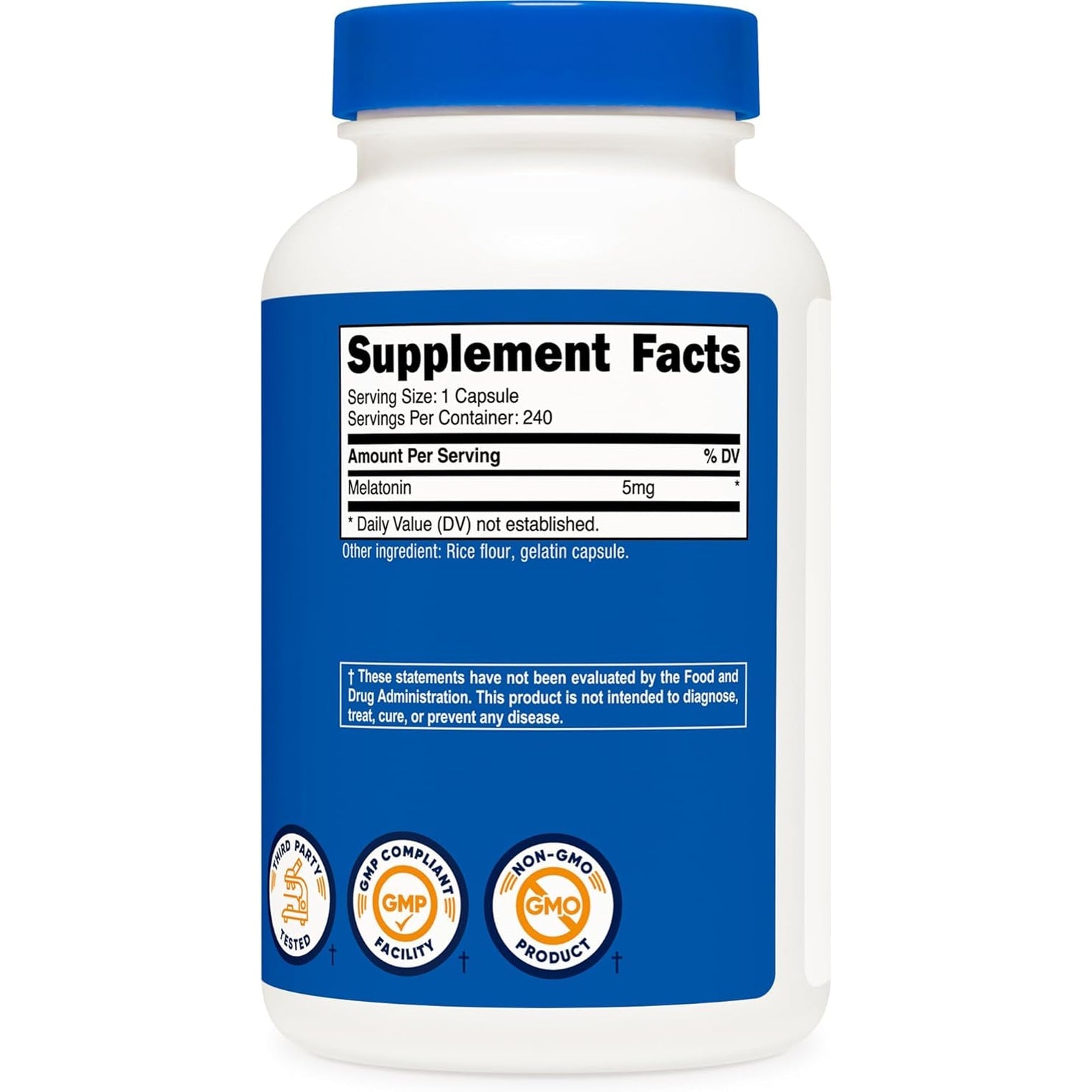 Nutricost Melatonin 5Mg, 240 Capsules - 5Mg per Serving, Non-Gmo, Gluten Free