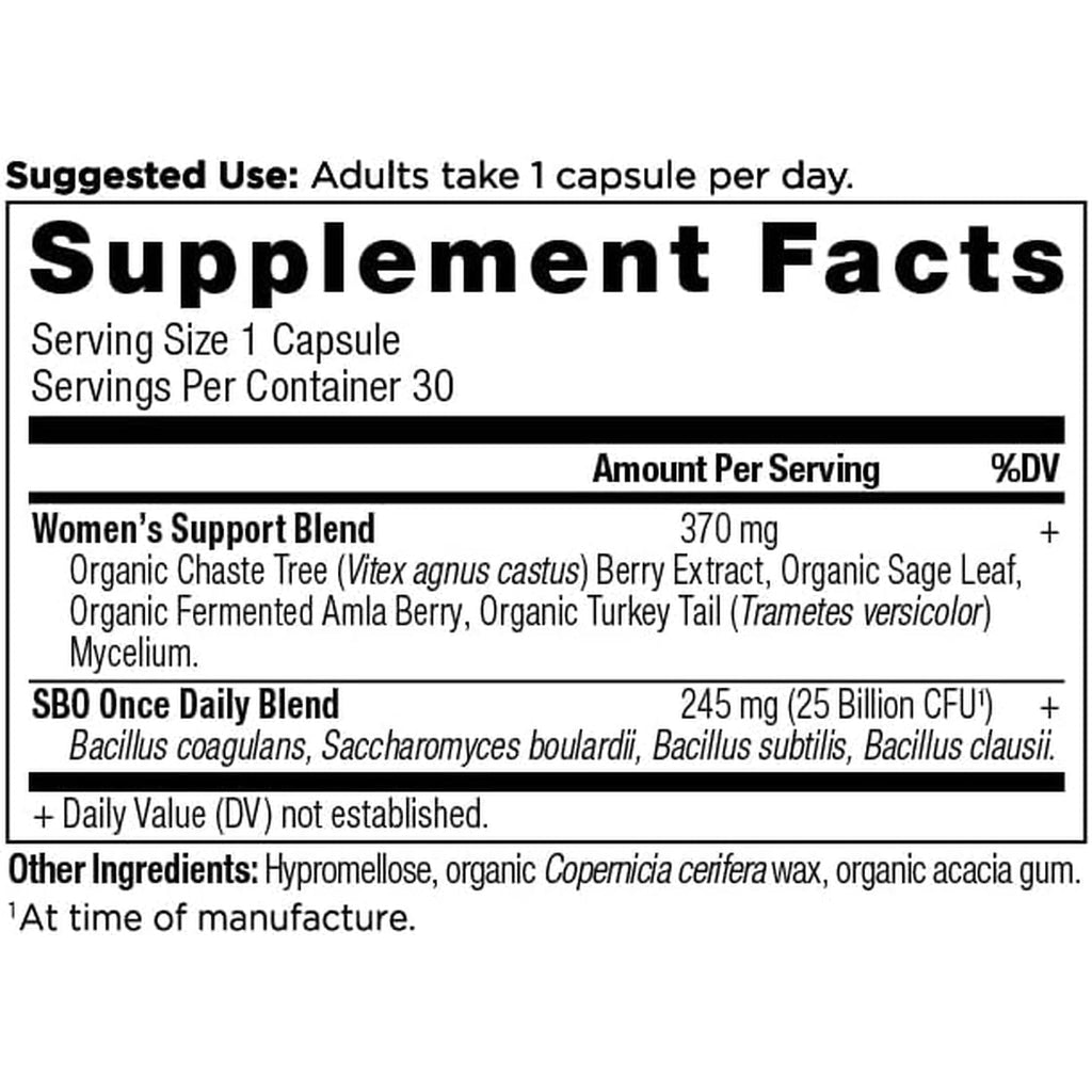 Ancient Nutrition Probiotics for Women, Once Daily Women'S Probiotics 30Ct, Digestive Support and Reduces Occasional Bloating, Made with Chaste Tree Berry and Amla Berry, 25 Billion Cfus*