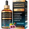 Lymphatic Drainage Drops - Organic Supplement for Lymphatic Support & Detox - 10-In-1 Herbal Blend Cleanse Complex with Burdock, Dandelion, Elderberry - 2 Fl Oz
