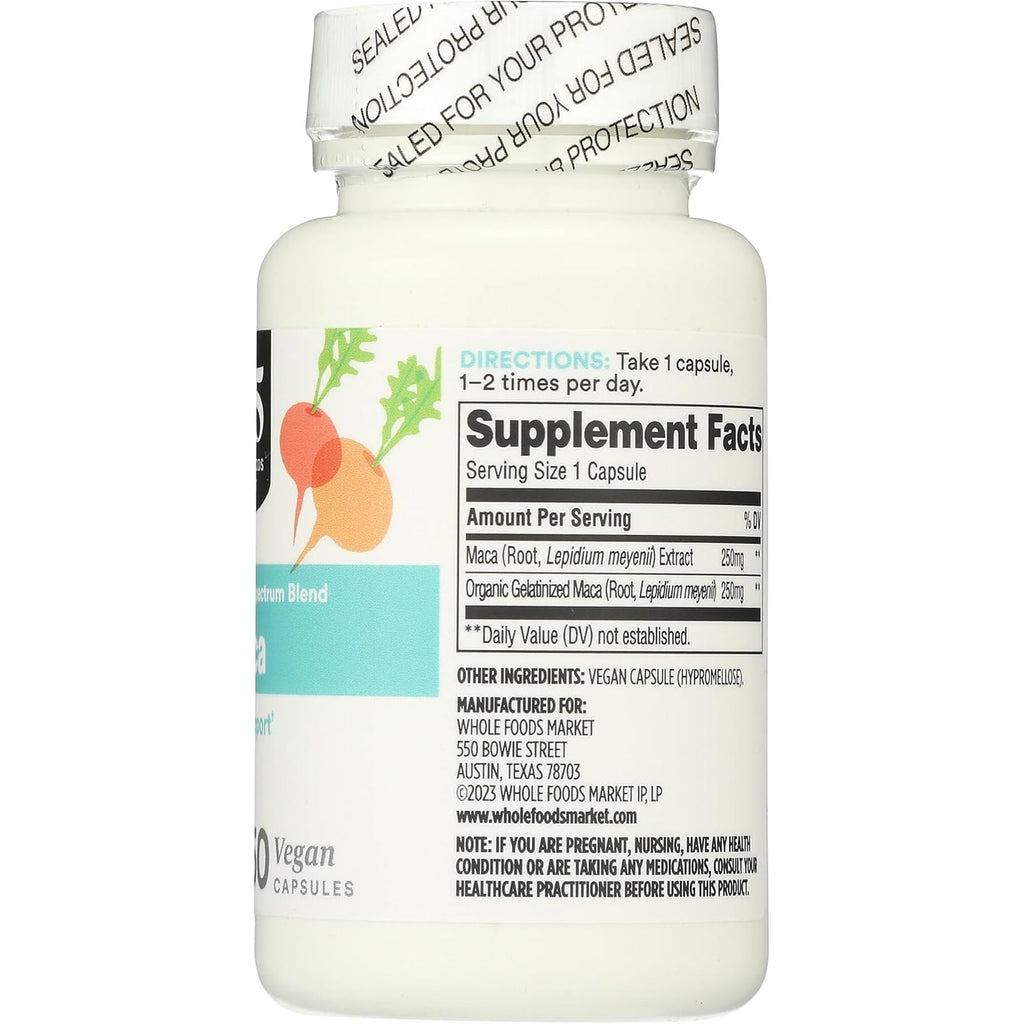 365 by Whole Foods Market, Maca Standardized + Full Spectrum Blend, Libido Support, Vegan Capsules, 60 Count