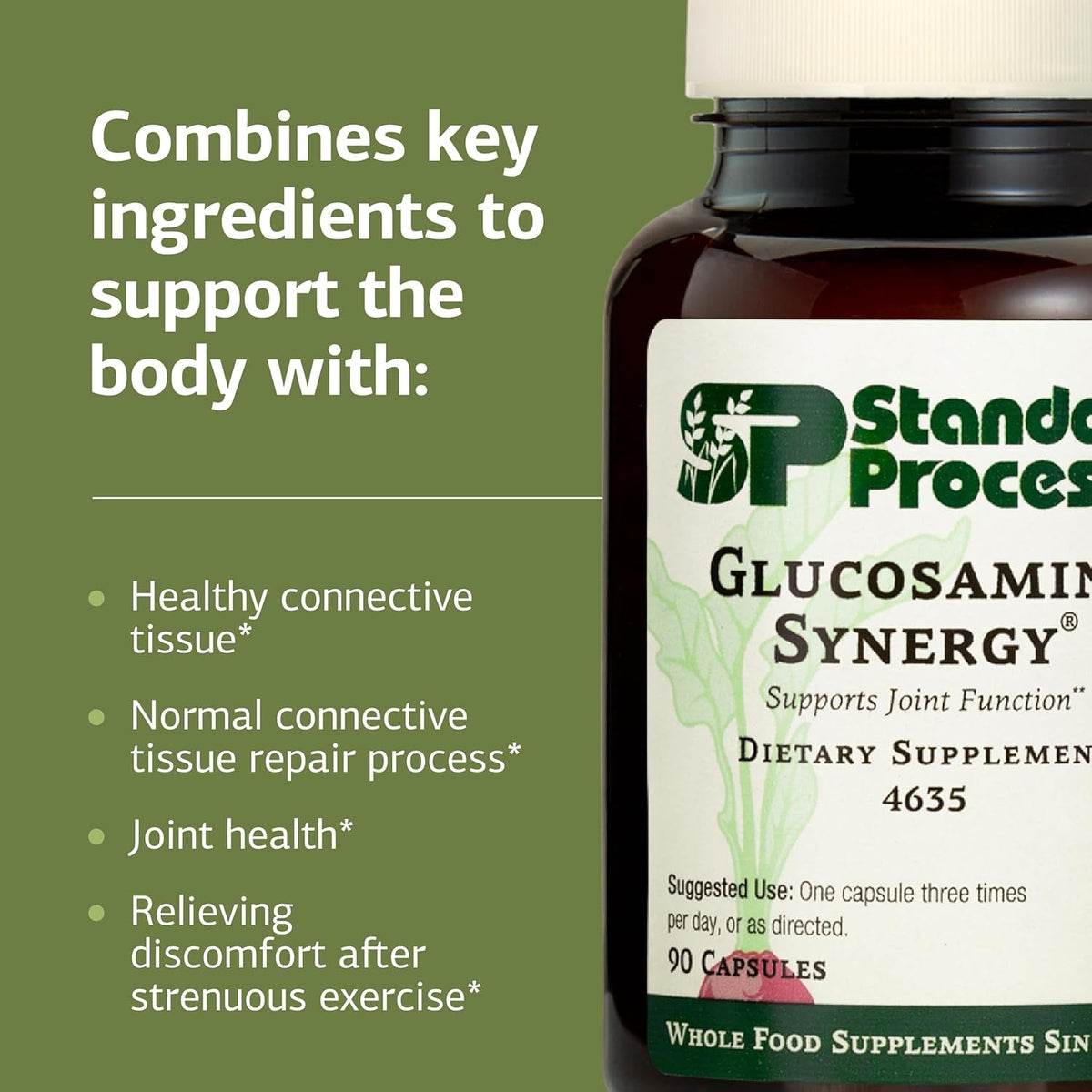 Standard Process Glucosamine Synergy - Joint Health Support Supplement - Support Connective Tissue with Glucosamine & Boswellia Serrata - Whole Food-Based Supplement with Manganese - 90 Capsules