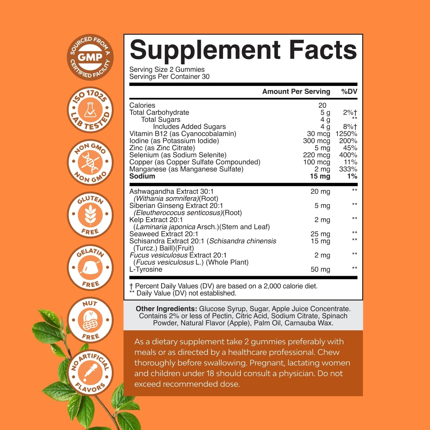 Natures Craft Thyroid Support Gummies - Thyroid Support Gummies for Comprehensive Support for Men and Women with Iodine Selenium and Other Potent Vitamins - Gelatin-Free Non-Gmo - 60 Count