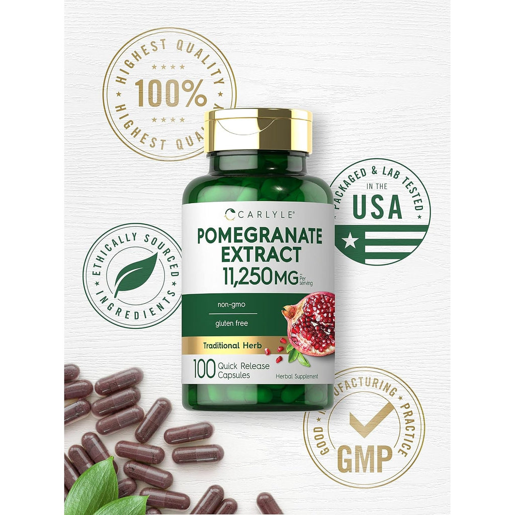 Carlyle Pomegranate Extract | 100 Capsules | Traditional Herb | Non-Gmo, Gluten Free Supplement