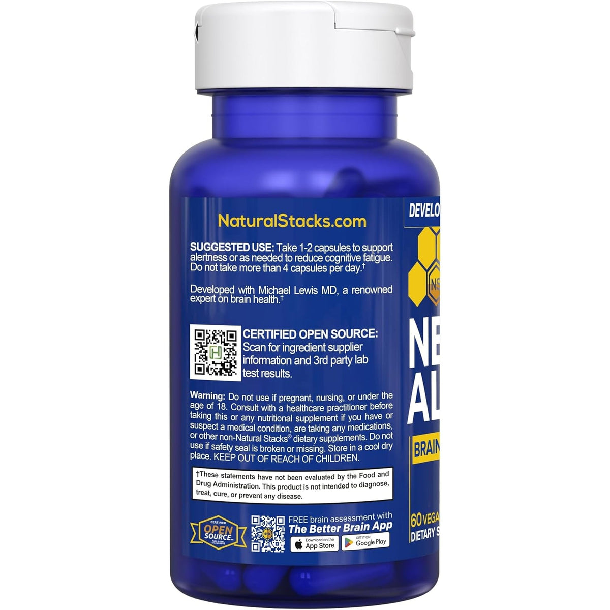 NATURAL STACKS Neuroalert - 200Mg Paraxanthine Energy Supplement - Caffeine Free Focus W/ 500Mg L-Tyrosine & 100Mg L-Theanine - 10Mg NADH for Cellular Energy Support - 60 Paraxanthine Capsules