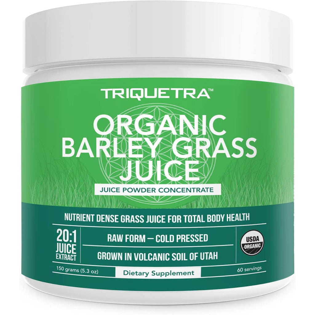 Organic Barley Grass Juice Powder - Grown in Volcanic Soil of Utah - Raw & Bioactive Form, Cold-Pressed Then CO2 Dried – Gluten Free, GMO Free, Vegan - Complements Wheatgrass Juice Powder - 5.3 Oz
