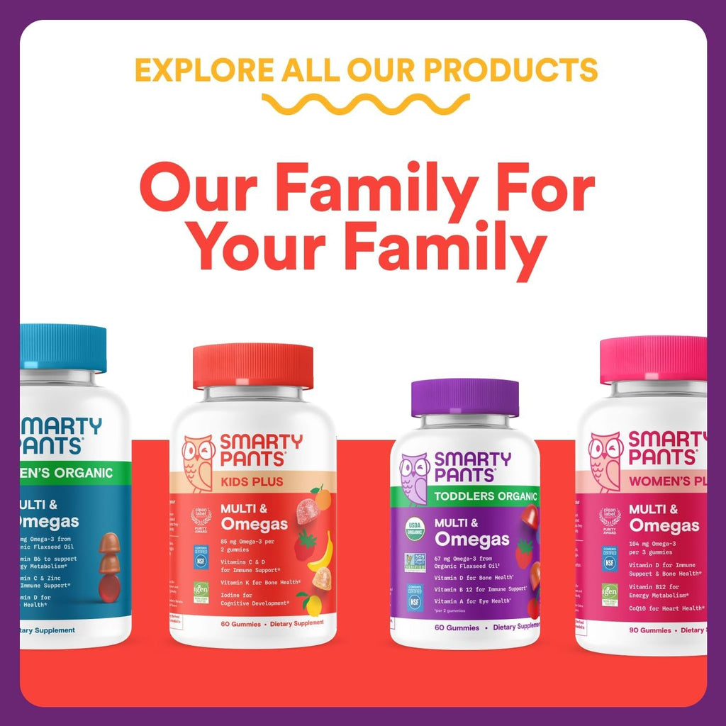 Smartypants Kids Immunity Elderberry Gummies: Kids Immune Support Supplement, Vitamin C, Vitamin D, Vitamins B6 & B12 and Zinc, Gluten Free, Elderberry Flavor, 60 Count (30 Day Supply)