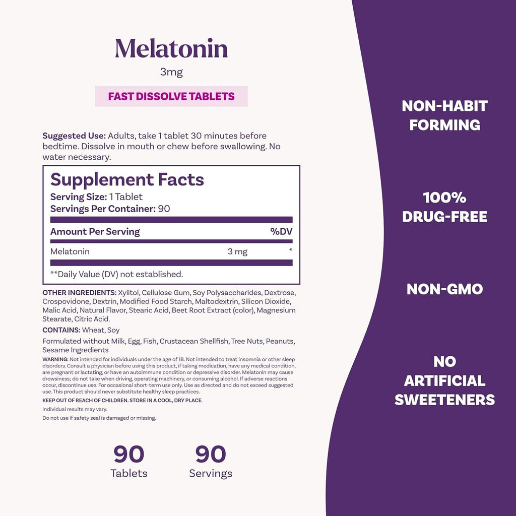 Natrol 3Mg Fast Dissolve Tablets Melatonin Strawberry Flavor