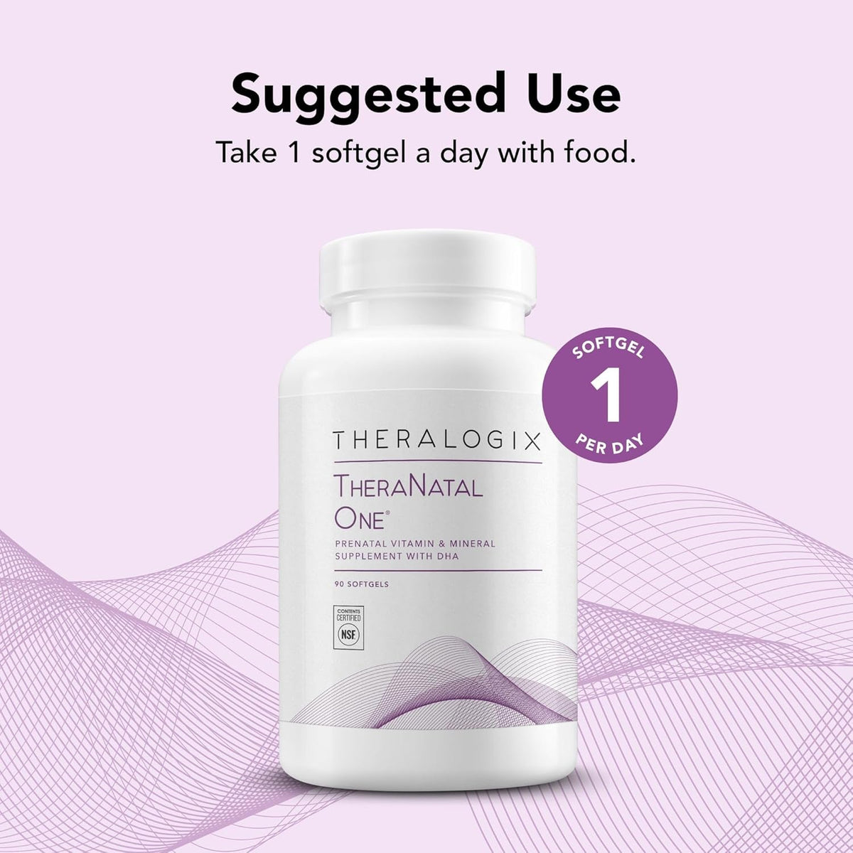 Theralogix Theranatal One Prenatal Vitamin - 90-Day Supply - Prenatal Multivitamin with DHA, Vitamin D3, Methylated Folate, Iron & More to Support a Healthy Pregnancy* - NSF Certified - 90 Softgels
