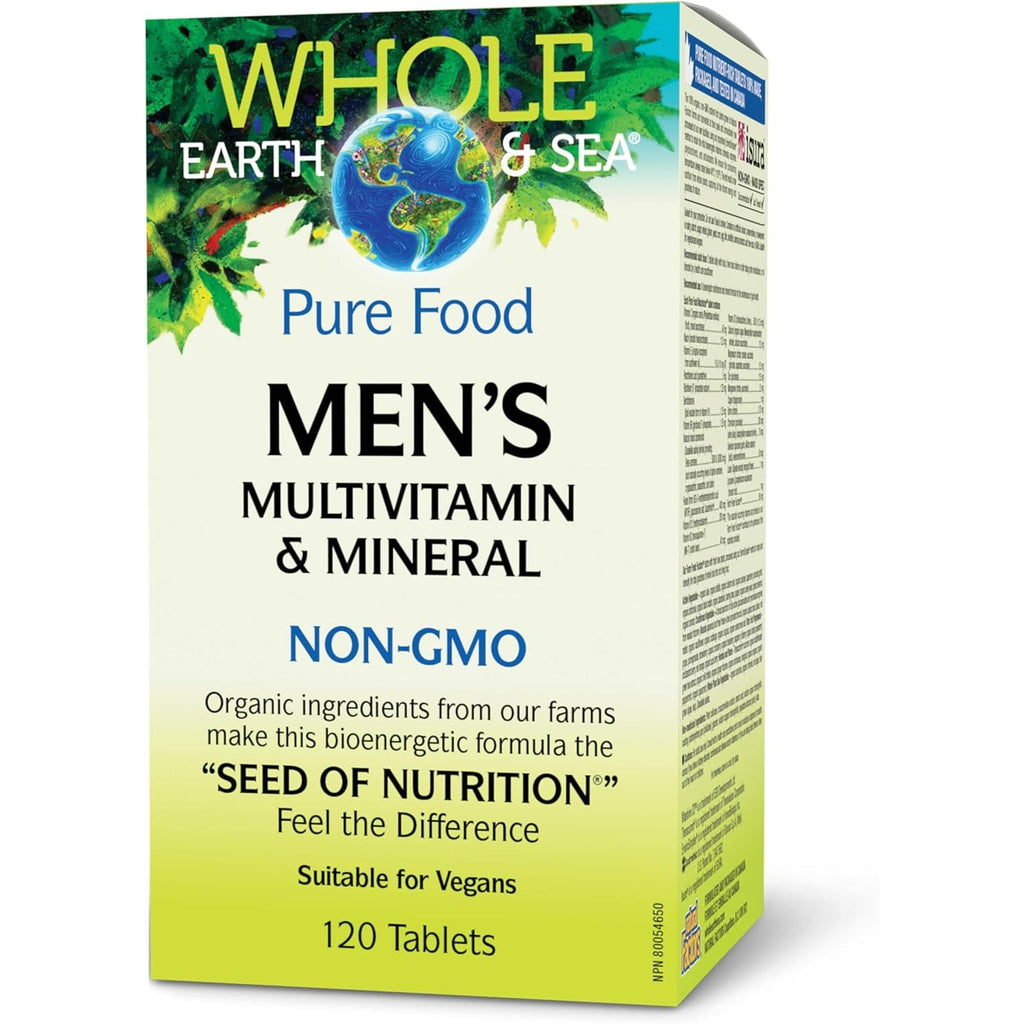Natural Factors Whole Earth & Sea Men'S Multivitamin & Mineral - Daily Health Supplement for Men under 50 - Vegan, Non-Gmo & Gluten-Free - 120 Tablets (60 Servings)