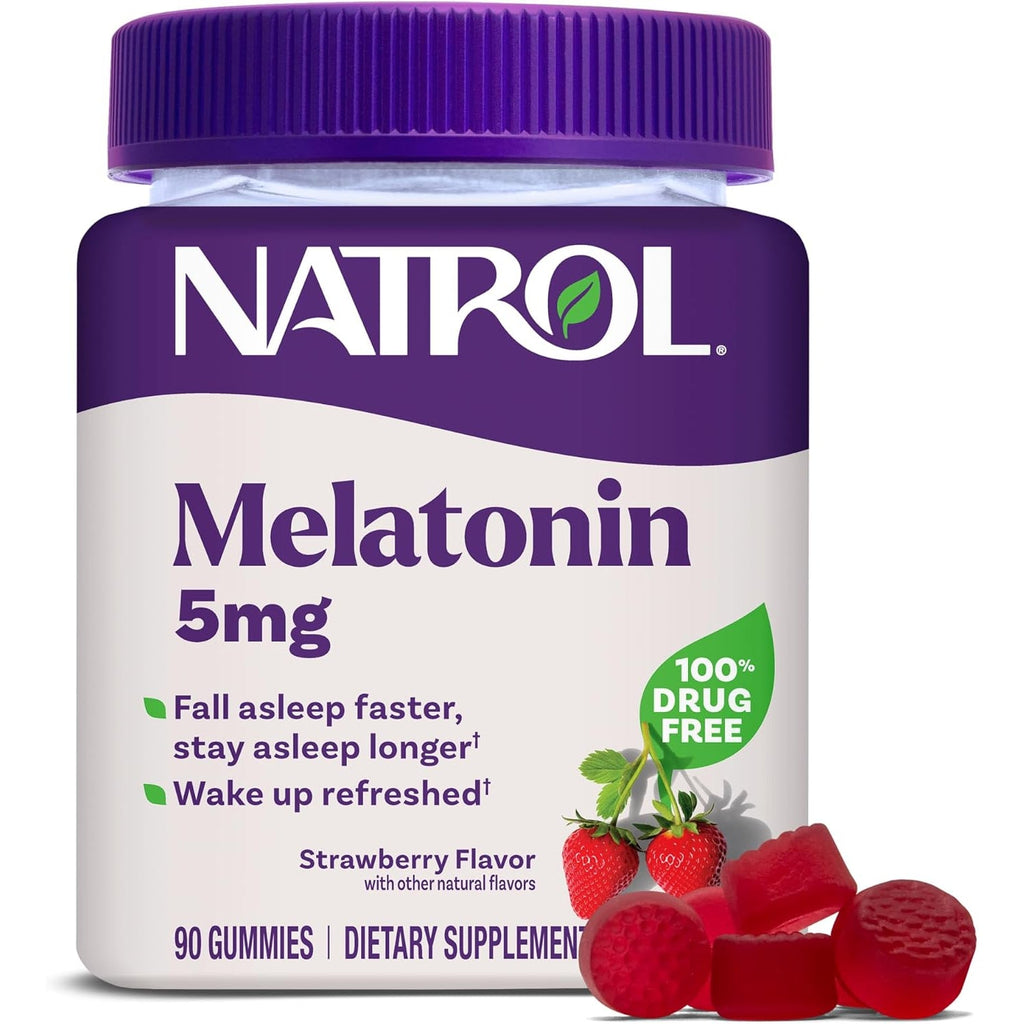 Natrol Melatonin Gummies, Sleep Support, 90 Strawberry-Flavored Adult Melatonin Gummies, 5 Mg Sleep Aids for Adults