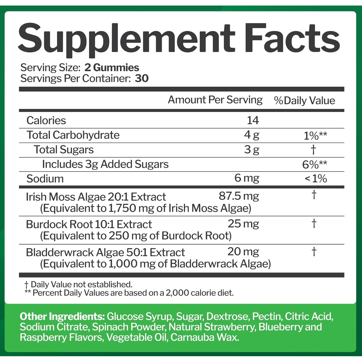 Sea Moss 3000Mg Gummies with Bladderwrack and Burdock Root - Natural Irish Sea Moss Superfood for Immune, Thyroid and Detox Support - Extra Strength for Men & Women - Gluten-Free, Vegan - 60 Gummies