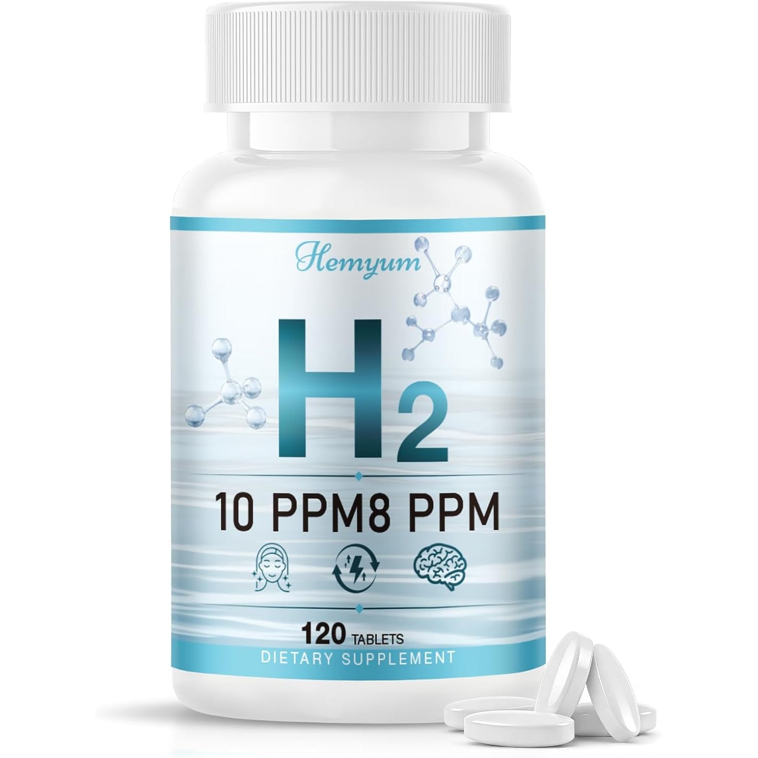Hydrogen Water Tablets, H2 Molecular Hydrogen with Magnesium, 10 PPM Hydrogen Tablets for Drinking Water, Supports Physical Recovery, Brain Health&Cellular Energy - Non-Gmo, Gluten-Free 120 Tablets.