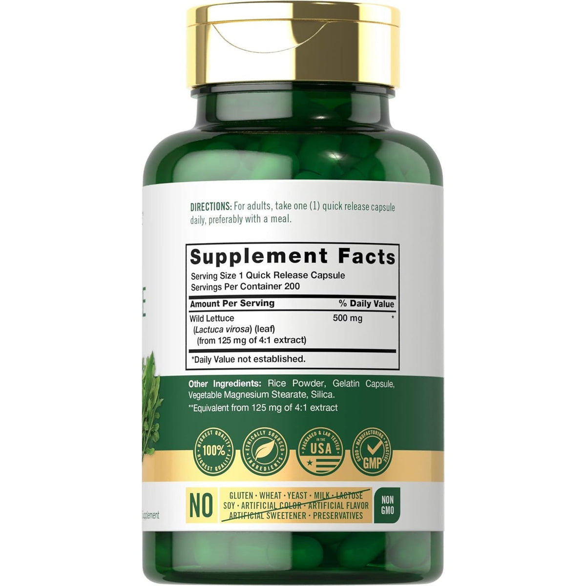 Carlyle Wild Lettuce Extract | 200 Capsules | Non-Gmo, Gluten Free Supplement