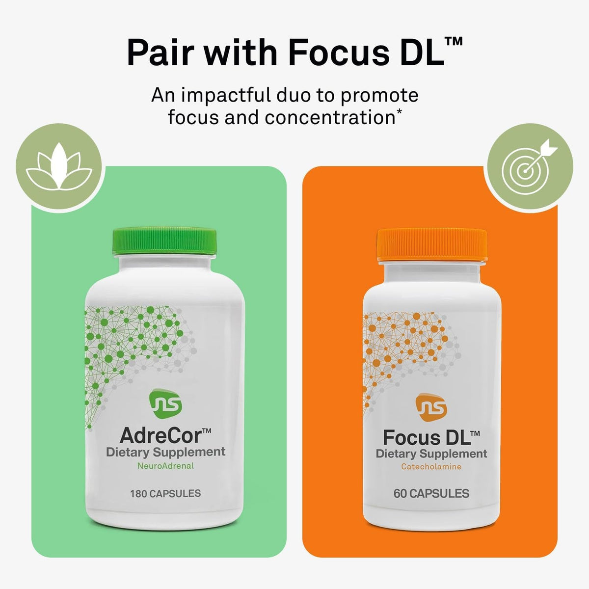 Neuroscience Adrecor - Adrenal Support Supplements with Rhodiola, L-Tyrosine, B Vitamins & Magnesium - Cortisol Detox for Women & Men for Stress Fatigue and Energy Support (180 Ct)