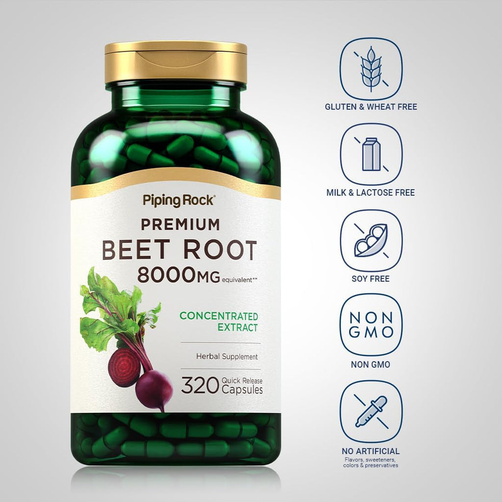 Piping Rock Beet Root Powder Capsules | 320 Pills | Herbal Extract Supplement for Men and Women | Beta Vulgaris | Non-Gmo, Gluten Free