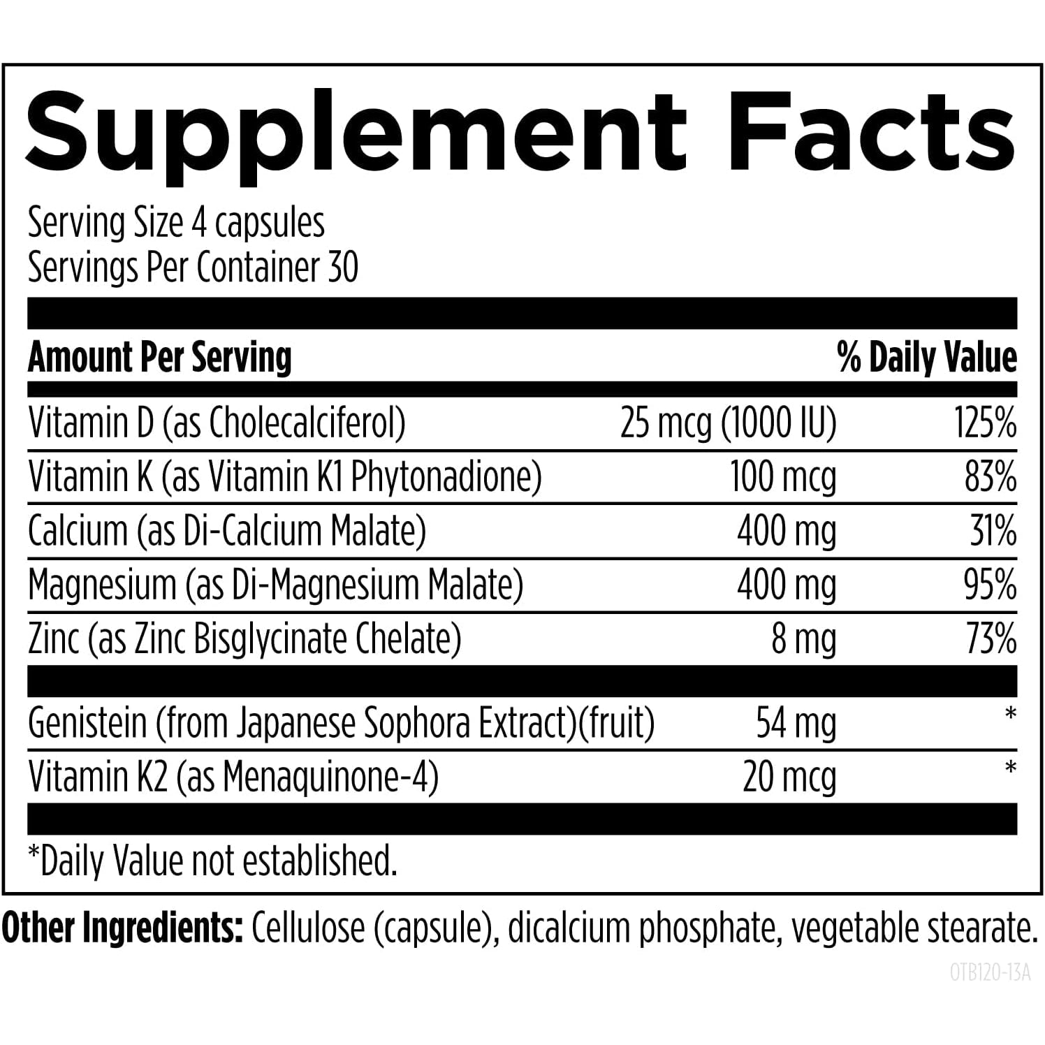 Designs for Health Bone Support Formula - Osteoben with Soy-Free Genistein Complex - Non-Gmo Bone Vitamins Supplement with Vitamin D, K, Zinc, Calcium + Magnesium (120 Capsules)