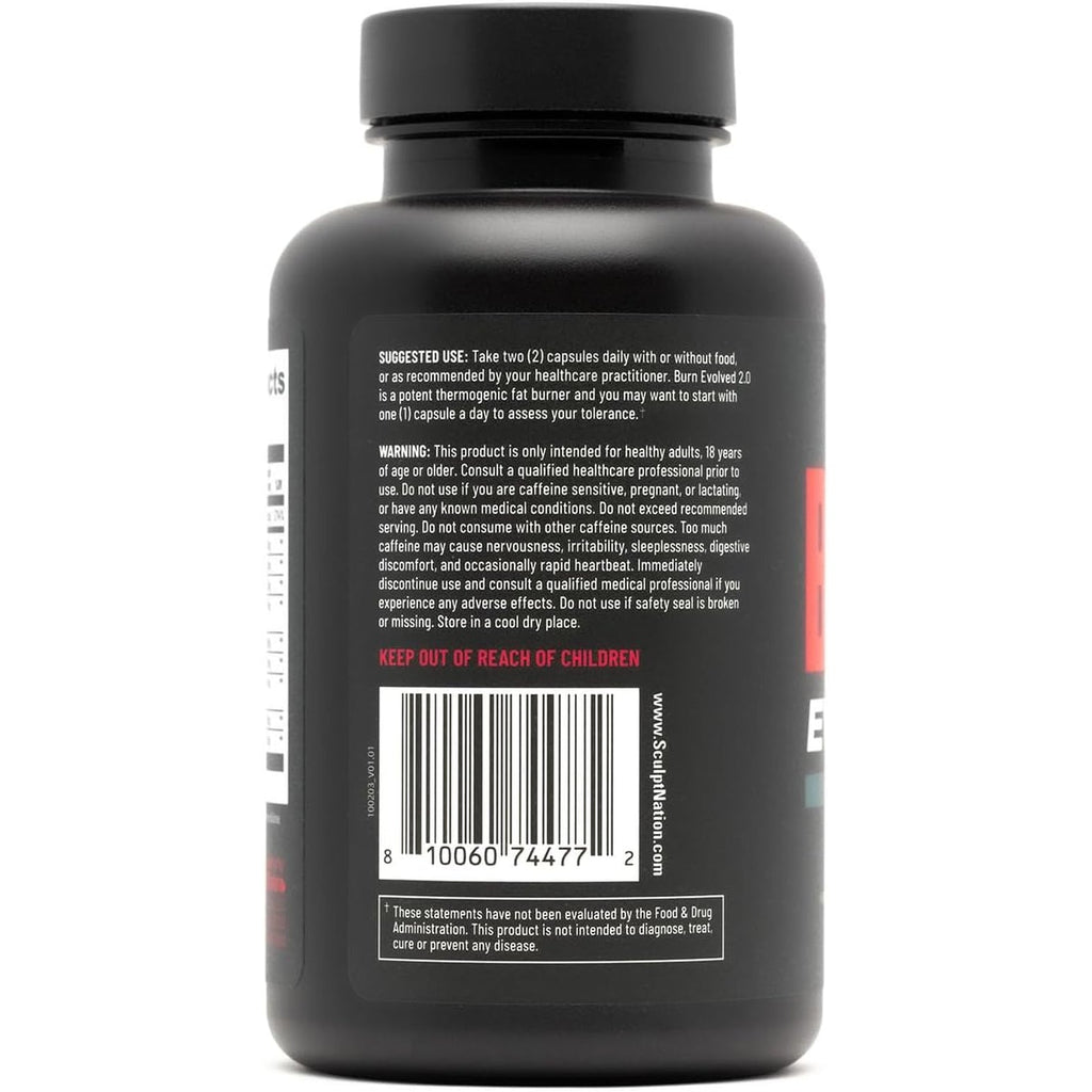 Sculpt Nation by V Shred Burn Thermogenic Fat Burner for Men & Women - Daytime Fat Burner Metabolism Booster - Premium Capsimax Cayenne Pepper, Chromax, Patented Ingredients - 60 Natural Veggie Pills