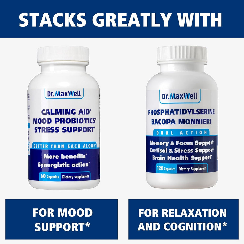 Dr. Maxwell Serotonin and Dopamine Supplements, Better than Dopamine or Serotonin Support Only. Helps Maintain Normal Neurotransmitter Levels. Mucuna Pruriens, 5-HTP, 60 Capsules Women Men