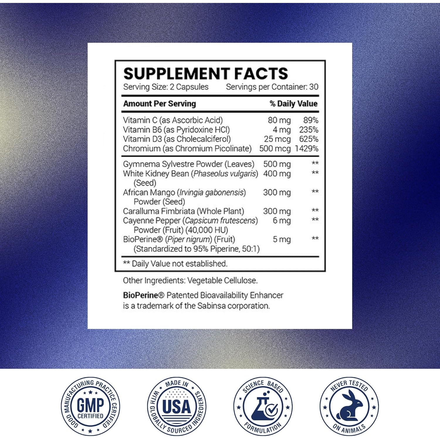 Research Verfied Appetite Suppressant - Curb Cravings, Reach Satiety, Boost Metabolism - 60 Capsules - Pack of 1
