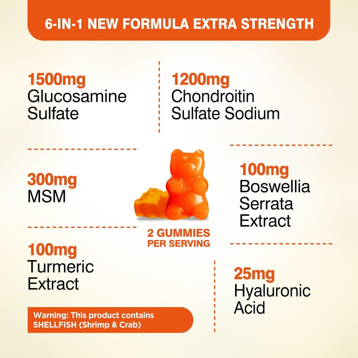 Glucosamine Chondroitin Gummies Sugar Free, Gummies Supplements for Adults Men & Women, 60 Count