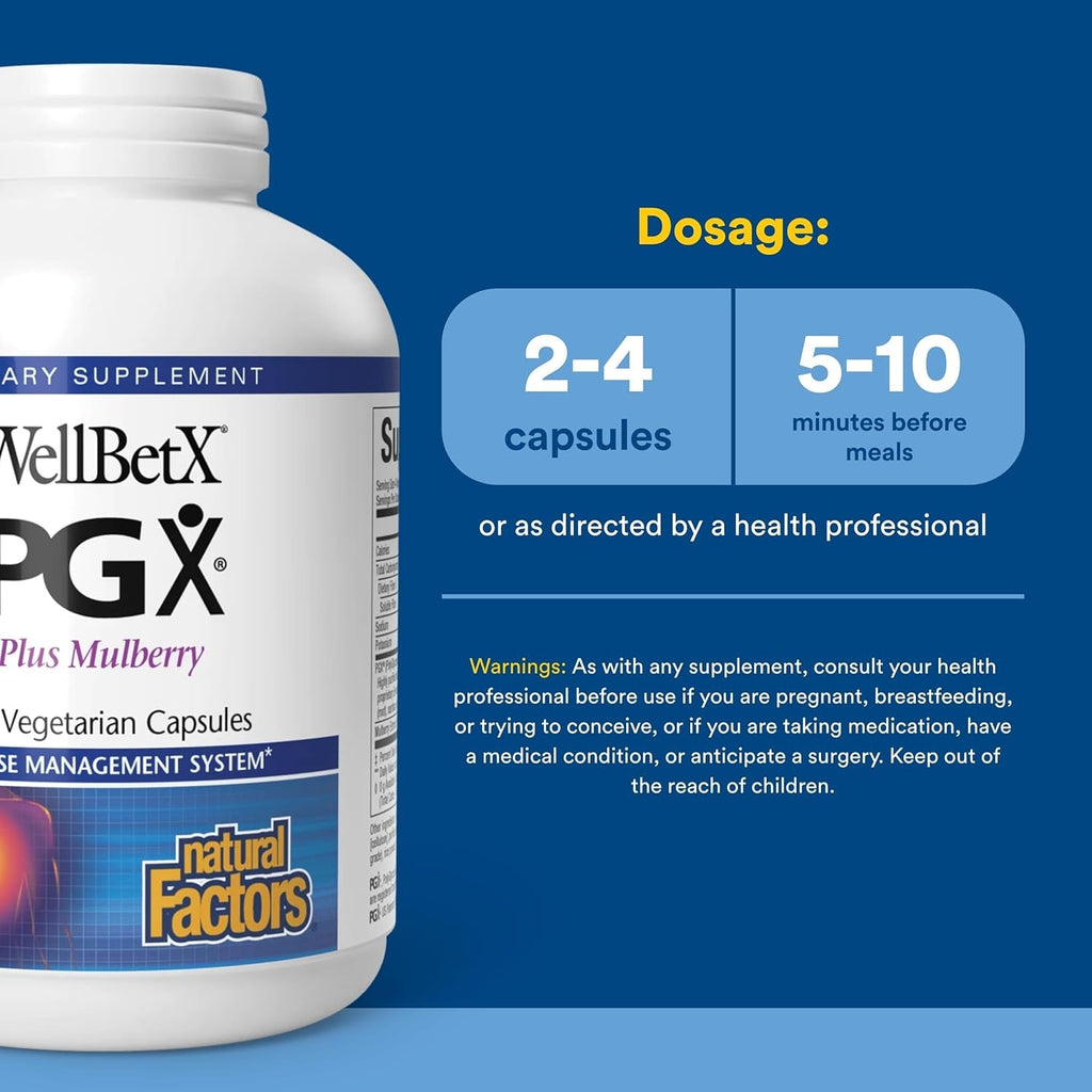 PGX by Natural Factors, Wellbetx plus Mulberry, 180 Vegetarian Capsules, 180 Capsules