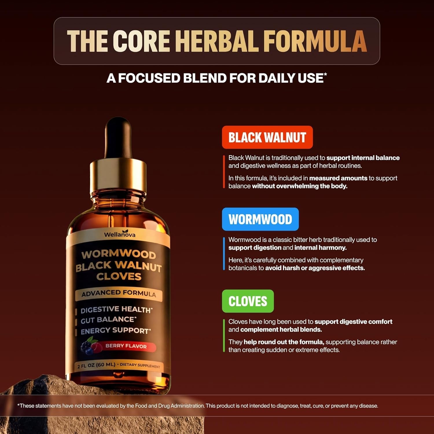 Wormwood Black Walnut Clove Cleanse for Humans - Advanced Detox for Adults - Gut Health Supplement with Wormwood Herb, Black Walnut Hull, Clove, Garlic, Pumpkin Seed, PAU D'Arco, Soursop