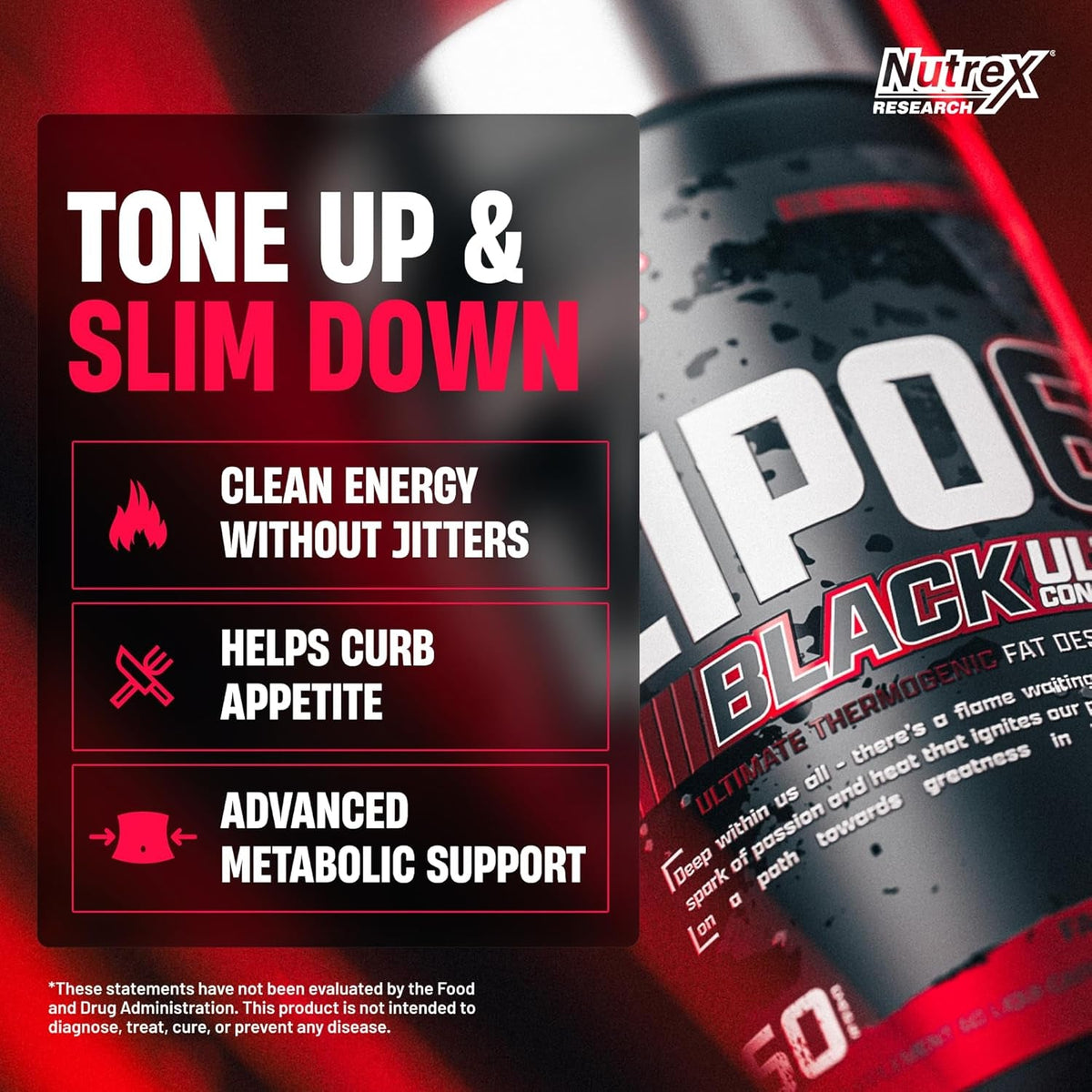 Nutrex Lipo-6 Black Max Strength Fat Burner - Fast Acting Energy, Weight Loss Diet Pills – Appetite Suppressant, Metabolism Booster - 120 Capsules