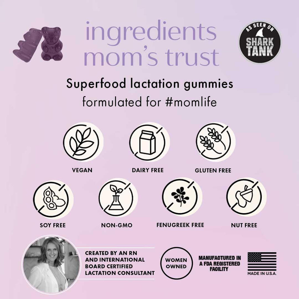Boobie Bears Lactation Support Gummies | Helps as Milk Supply Booster & Supports Immune Health & Hair Growth | Breastfeeding Supplements with Zinc & Elderberry for Milk Supply Increase, 60 Count