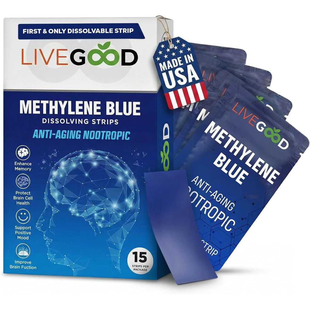 Methylene Blue Supplement for Mental Clarity and Memory – High Purity Pharmaceutical Grade Methylene Blue Strips – Fast-Acting Nootropic Brain Support – Mint Flavor, 15 Count (20Mg per Strip)