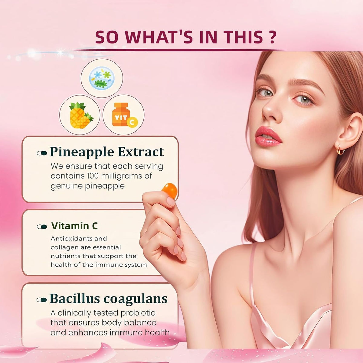 Women'S Probiotic Gummies – Feminine Ph Balance Probiotics Gummies & Vaginal Flora Support – Digestive Health – Vegan, Gluten-Free – Hawaiian Pineapple Gummy – 60 Count (30 Servings)（P1）