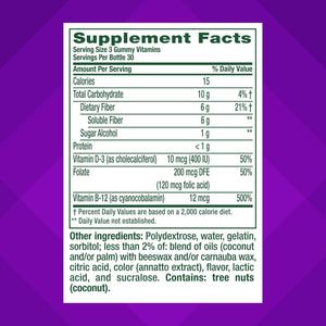 Vitafusion GLP-1 Support Fiber plus Vitamins D, B12 and Folate Gummy Vitamins, Citrus Flavor, Sugar Free, 90 Count, 30 Day Supply