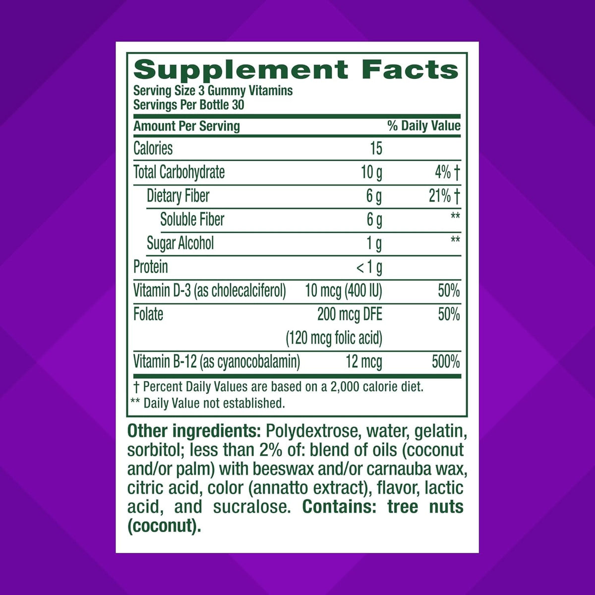 Vitafusion GLP-1 Support Fiber plus Vitamins D, B12 and Folate Gummy Vitamins, Citrus Flavor, Sugar Free, 90 Count, 30 Day Supply