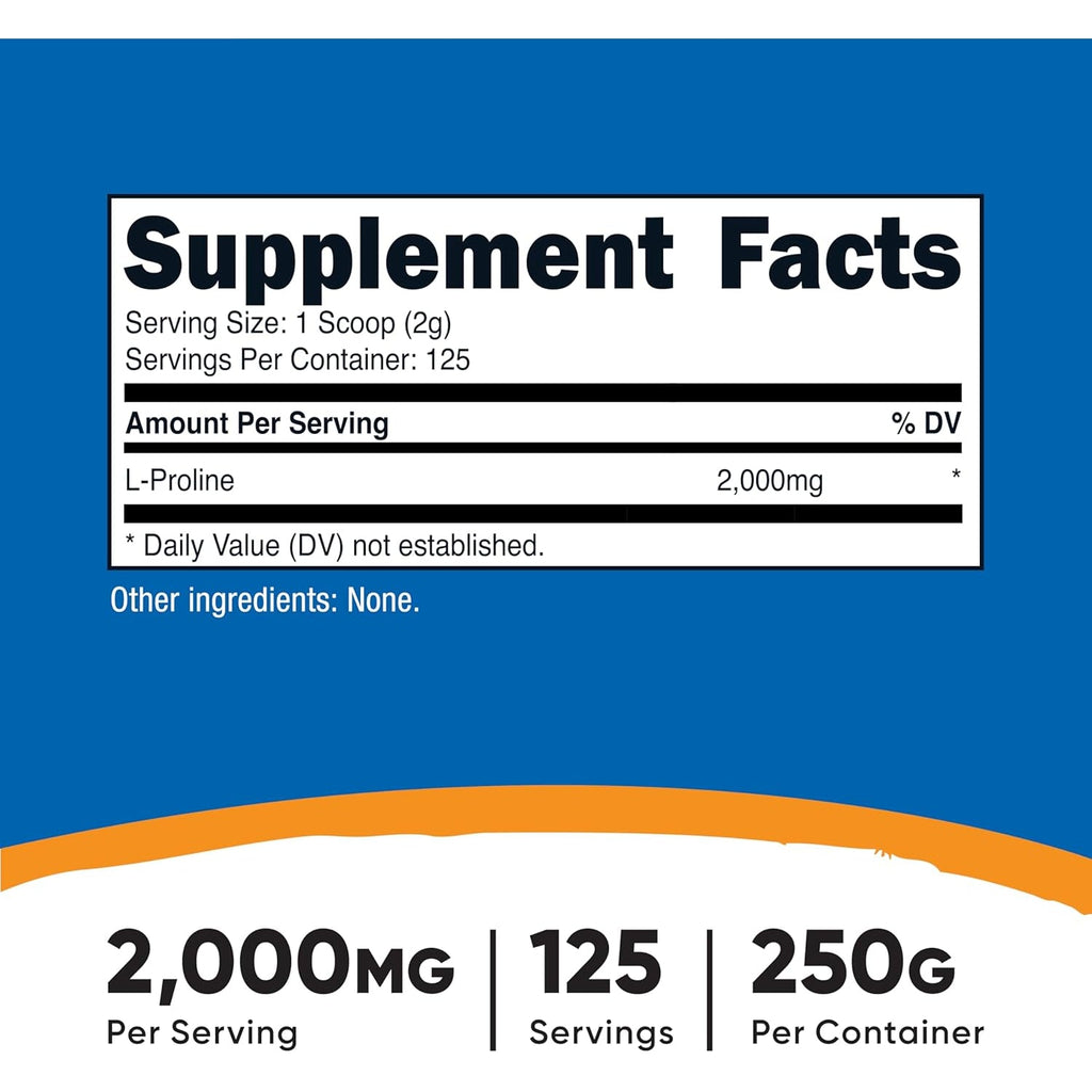 Nutricost L-Proline Powder 250 Grams - 2,000Mg per Serving, Non-Gmo