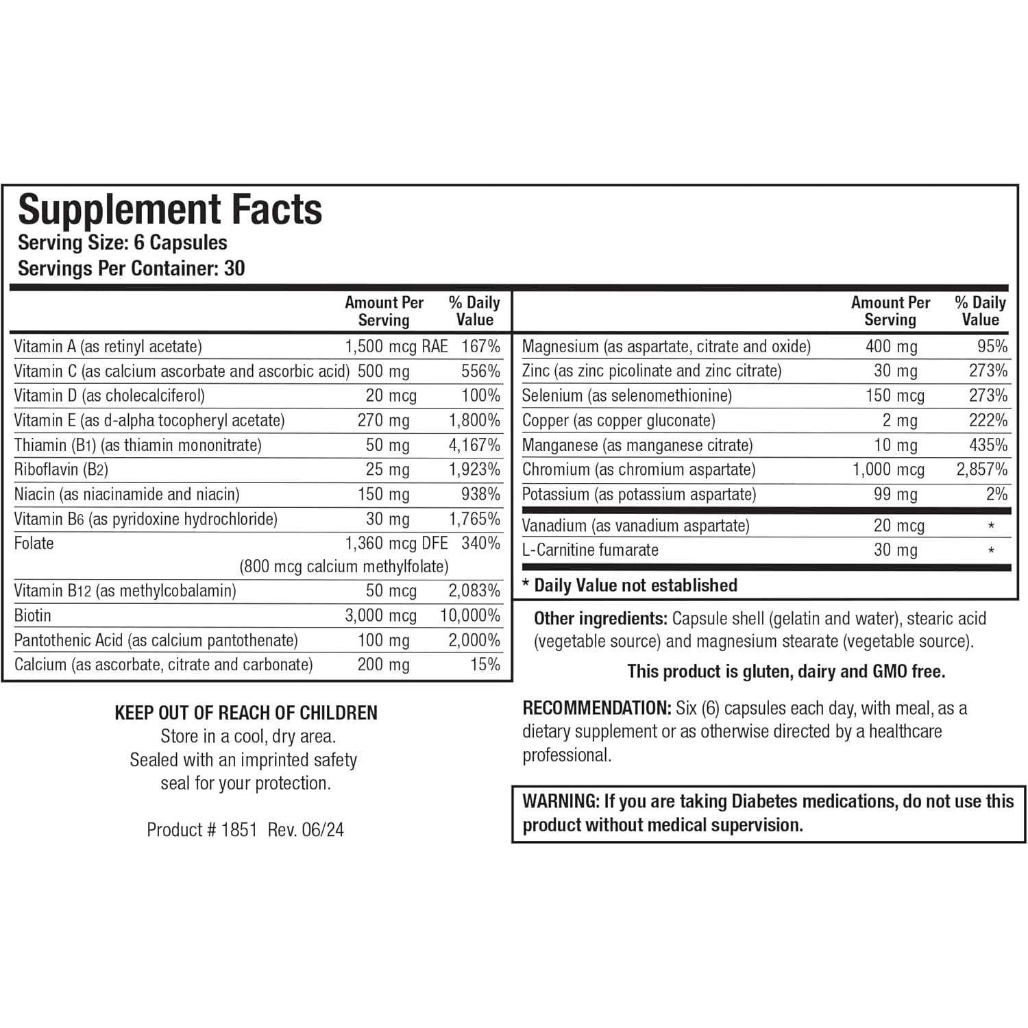 Biotics Research Glucobalance Chromium, Vanadium, L Carnitine Supplement, Supports Metabolic Health and Maintain Healthy Blood Lipid Levels - 180 Capsules