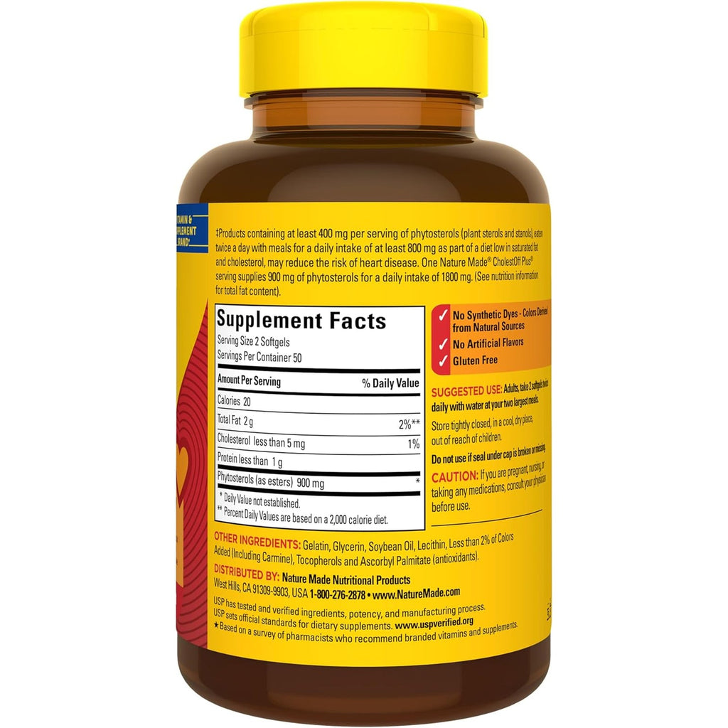 Nature Made Cholestoff Plus, Dietary Supplement for Heart Health Support, 100 Softgels, 25 Day Supply