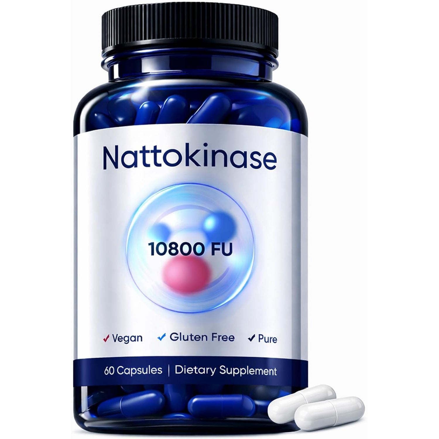 Ultimate Nattokinase Capsules, Nattokinase Supplement Organic 10800 FU per Serving for Heart Health, and Daily Wellness Support, Vegan, Gluten Free, 60 Capsules (1)