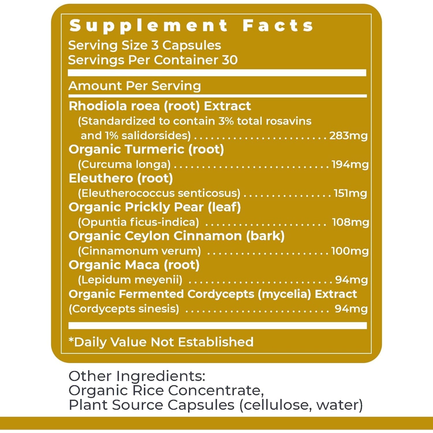 Premier Research Labs Adaptogen-R3 Supplement - Rhodiola Rosea Supplement with Maca Root, Adaptogen Complex for Stress, Heart & Metabolic Health - 90 Vegetarian Capsules