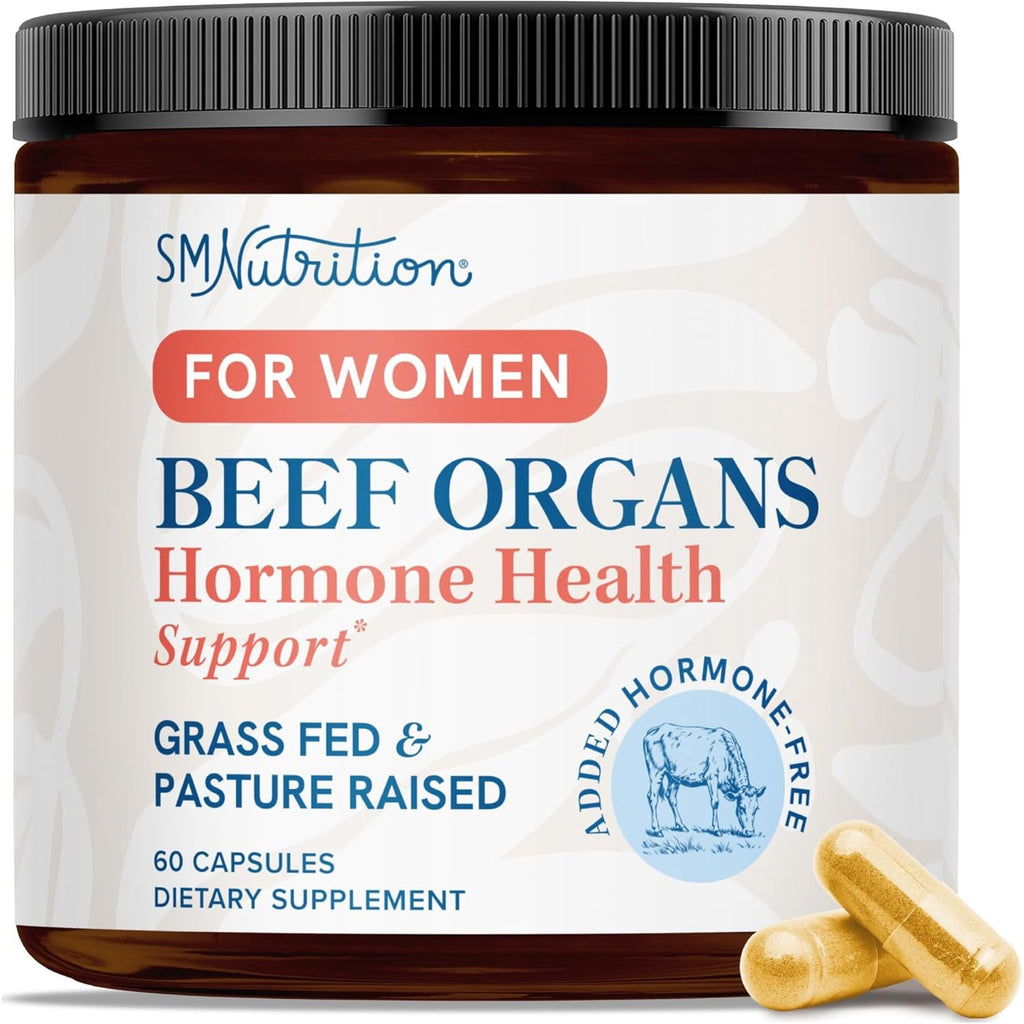 Beef Organ Supplement for Women | Uterus, Ovary, Liver, Spleen, Kidney & Heart | Superfood for Hormone Health & Energy Support | 100% Grass Fed & Pasture Raised Beef Organs for Women | 60 Ct.