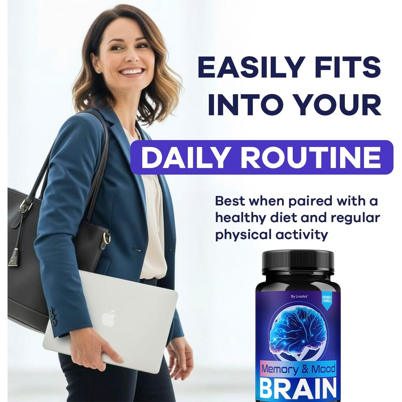 Memory Mood and Brain Capsules - Official Daily Support Brain Health Supplement Pills Advanced Formula, Memory & Mood Brain & Memory Focus Reviews, 60 Capsules for 1 Month