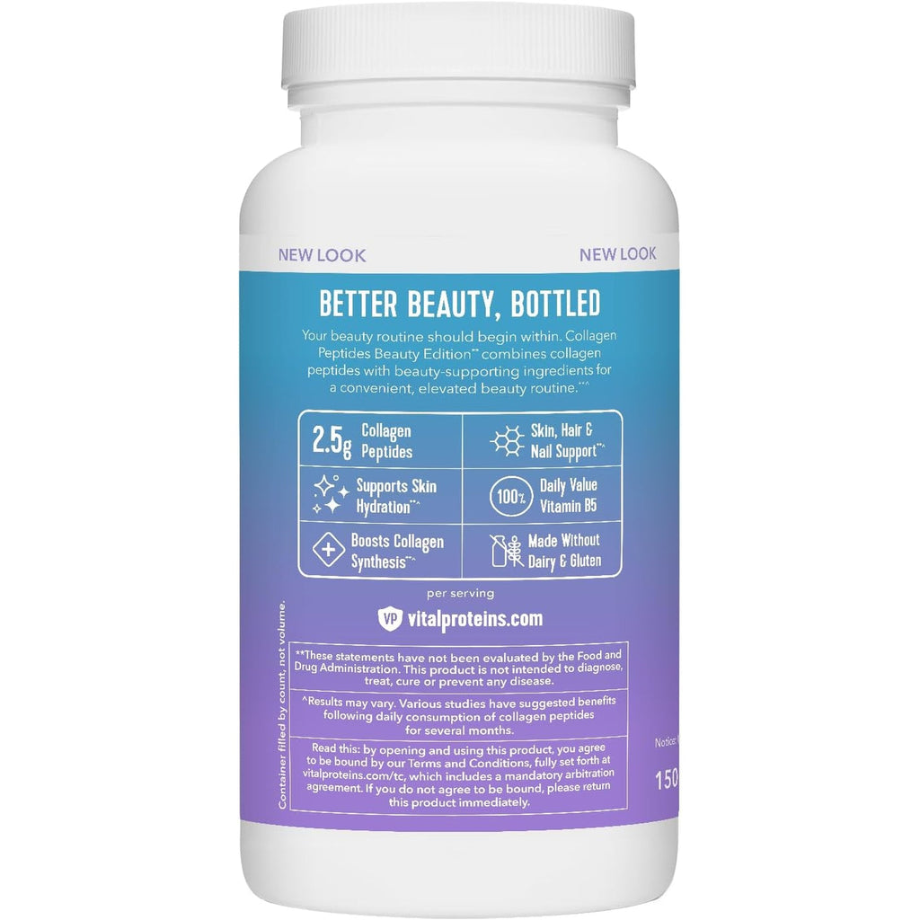 Vital Proteins Collagen Peptides Beauty Edition Capsules, 2.5G of Collagen per Serving with Biotin and Vitamin C, 30 Servings