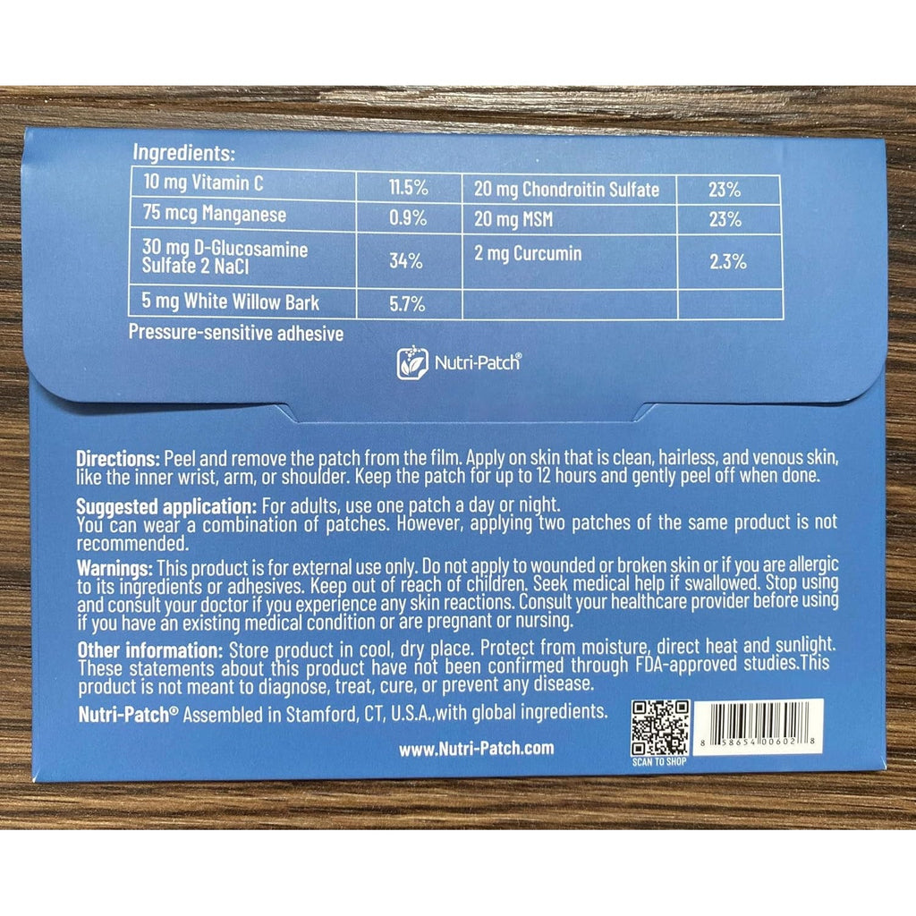 NUTRI-PATCH Inflam Topical Skin Patch | Infused with Turmeric, MSM, White Willow Bark and Vitamin C, 30 Count