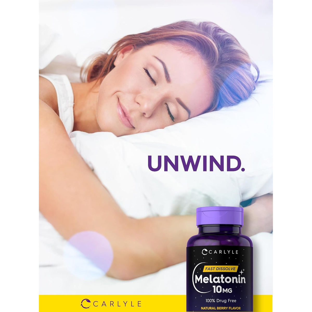 Carlyle Melatonin 10Mg Fast Dissolve Tablets | 240 Count | Berry Flavor | 100% Drug Free | Vegetarian, Non-Gmo, Gluten Free Supplement