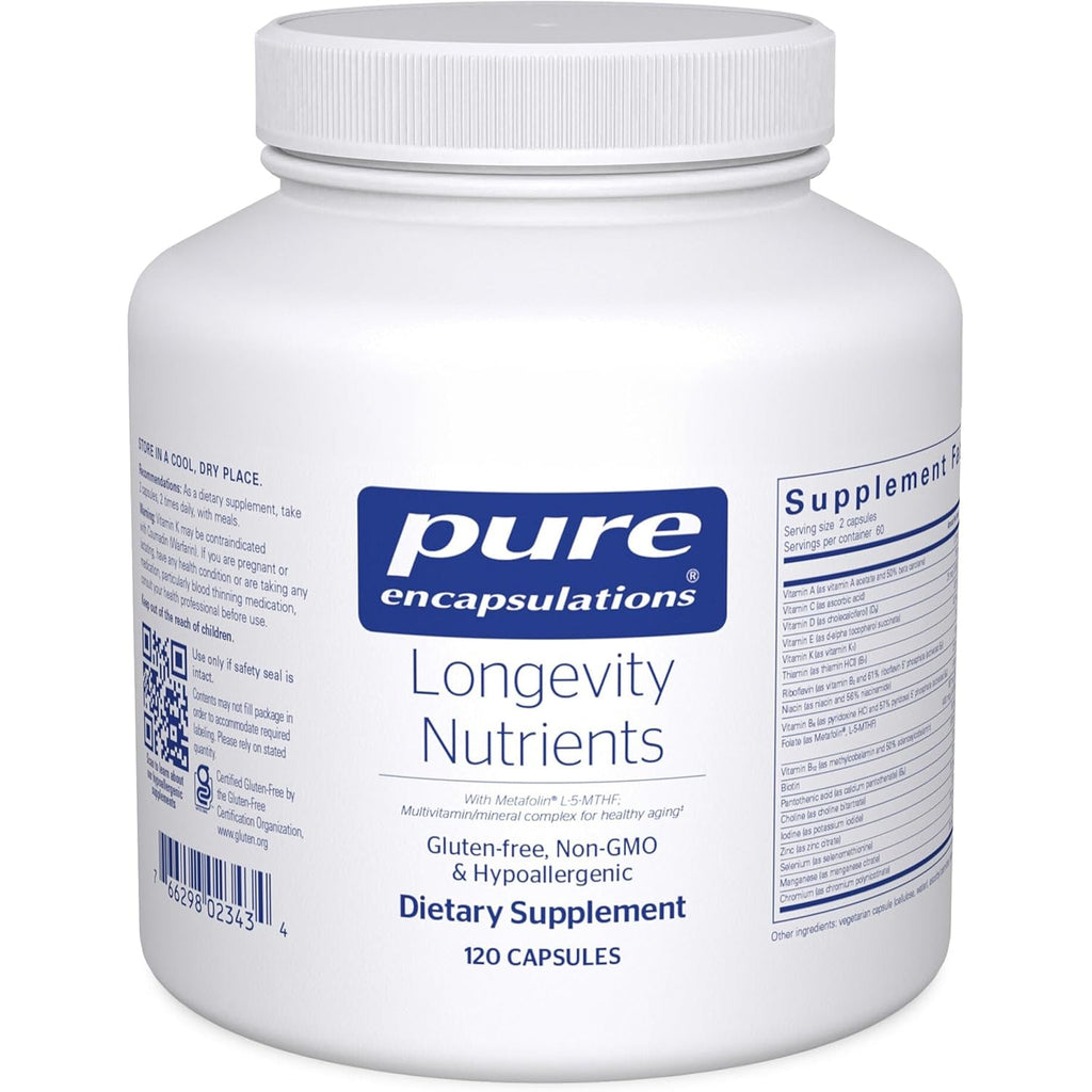 Pure Encapsulations Longevity Nutrients | Multivitamin Supplement & Mineral Complex to Support Healthy Aging, Brain Function, Eyes, Bones, and Vascular Health* | 120 Capsules
