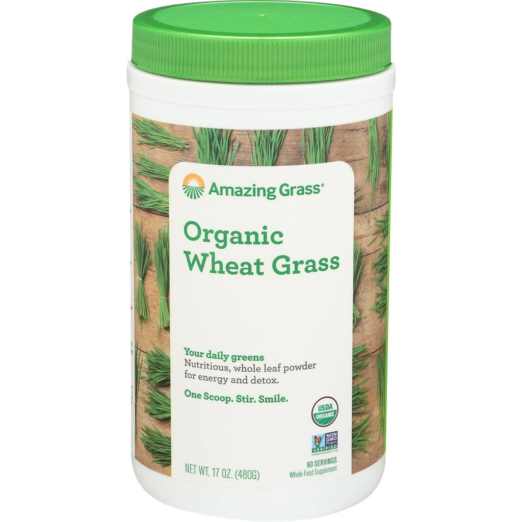 Amazing Grass Wheat Grass Powder: 100% Whole-Leaf Wheat Grass Powder for Energy, Detox & Immunity Support, Chlorophyll Providing Greens, 60 Servings