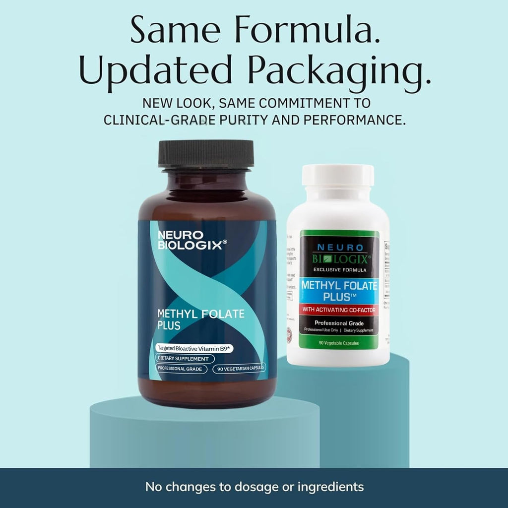 Neurobiologix Methyl Folate Plus, Advanced Blend of L-5 Methylfolate, Folinic Acid & B Vitamins, Supports Healthy Methylation, Brain & Heart Function for Men & Women, Gluten Free, 90 Capsules