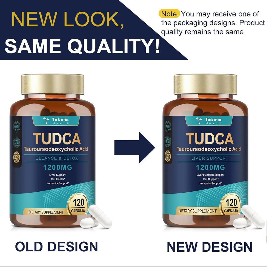 Totaria TUDCA Bile Salts 1200Mg (Tauroursodeoxycholic Acid), 120 Capsules, Ultra Strength Pure TUDCA Liver Supplements, Liver and Gallbladder Cleanse & Repair, Vegan