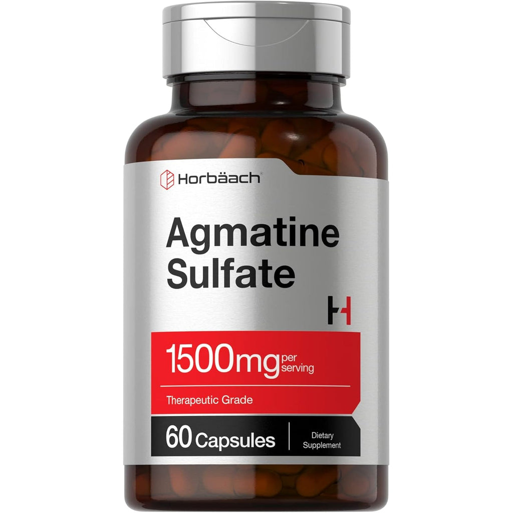 Horbäach Agmatine Sulfate Capsules 1500Mg | 60 Pills | Pharmaceutical Grade | Non-Gmo, Gluten Free Supplement